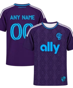 Kids Charlotte FC Purple Jersey Custom Player Bold Style