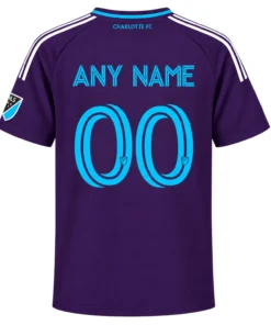 Kids Charlotte FC Purple Jersey Custom Player Bold Style