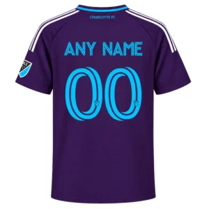 Kids Charlotte FC Purple Jersey Custom Player Bold Style