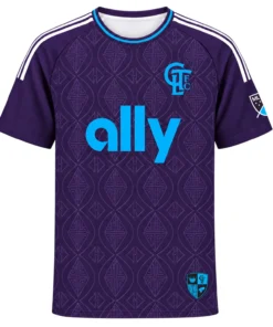 Kids Charlotte FC Purple Jersey Custom Player Bold Style