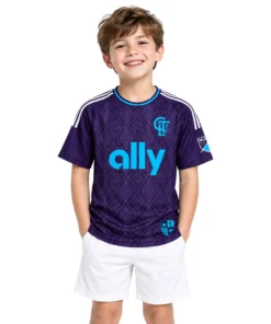 Kids Charlotte FC Purple Jersey Custom Player Bold Style