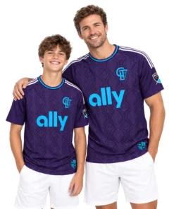 Kids Charlotte FC Purple Jersey Custom Player Bold Style