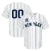 Kids New York Yankees White Jersey Custom Player Bold Stripes Style
