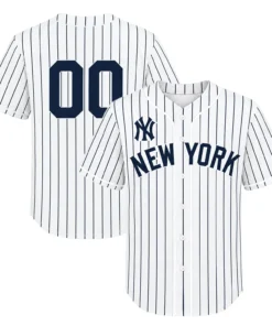 Kids New York Yankees White Jersey Custom Player Bold Stripes Style