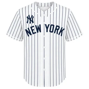 Kids New York Yankees White Jersey Custom Player Bold Stripes Style