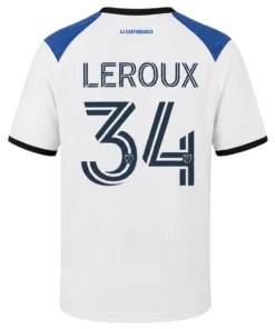 Leroux Earthquakes 2026 White Jersey - Bold Name & Number