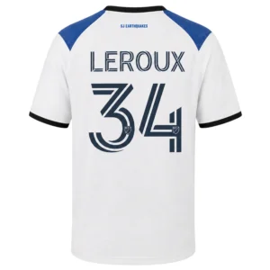 Leroux Earthquakes 2026 White Jersey - Bold Name & Number