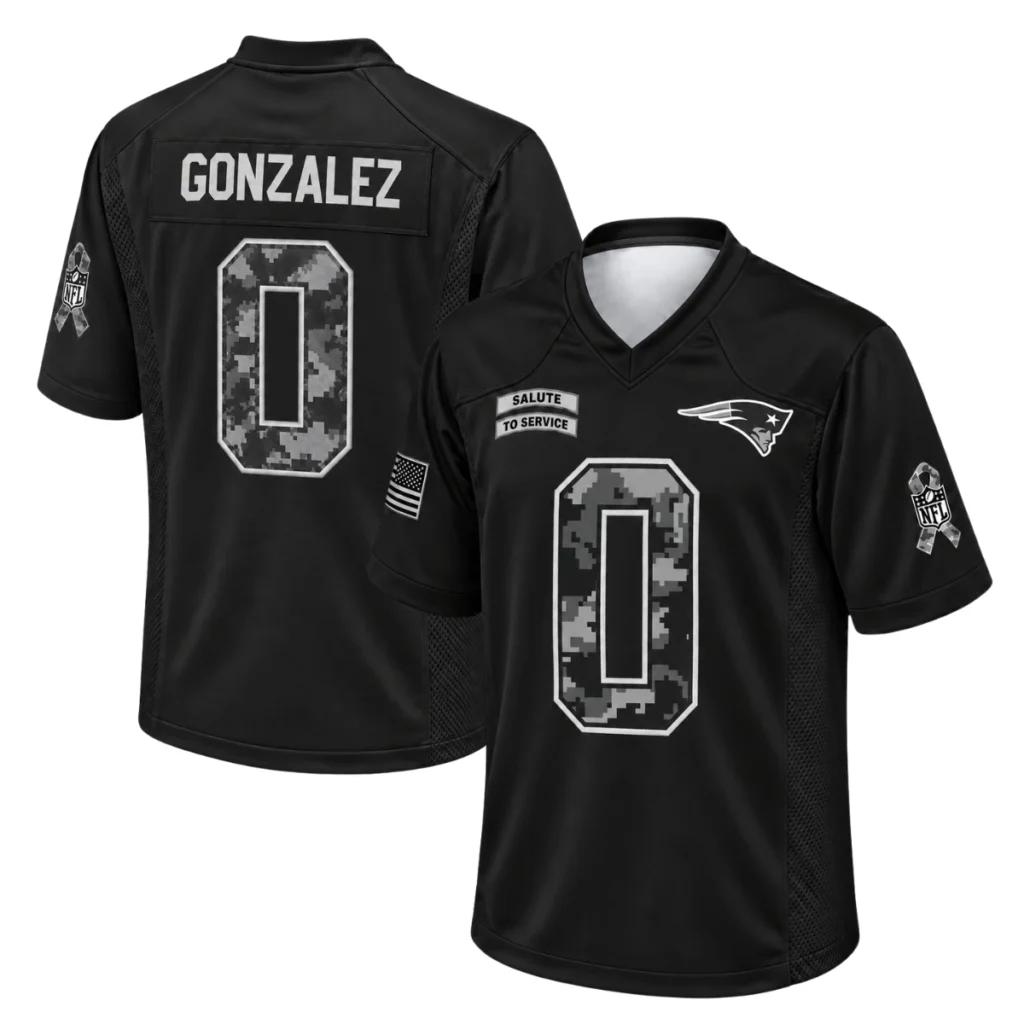 Men's Christian Gonzalez Patriots Jersey Bold Black 2026 Salute
