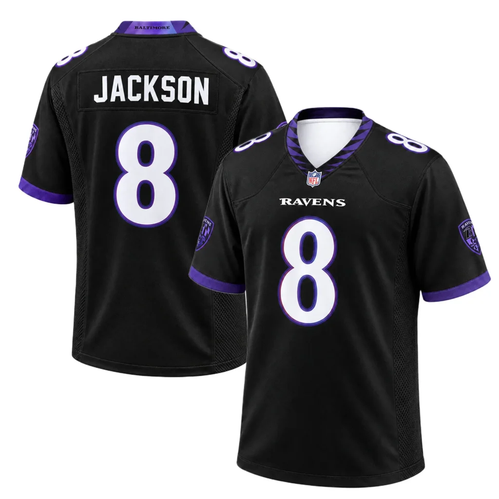 Men's Lamar Jackson Ravens Black Jersey Game Day Elite