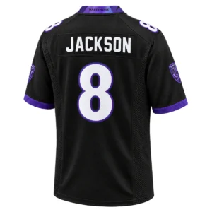 Men's Lamar Jackson Ravens Black Jersey Game Day Elite