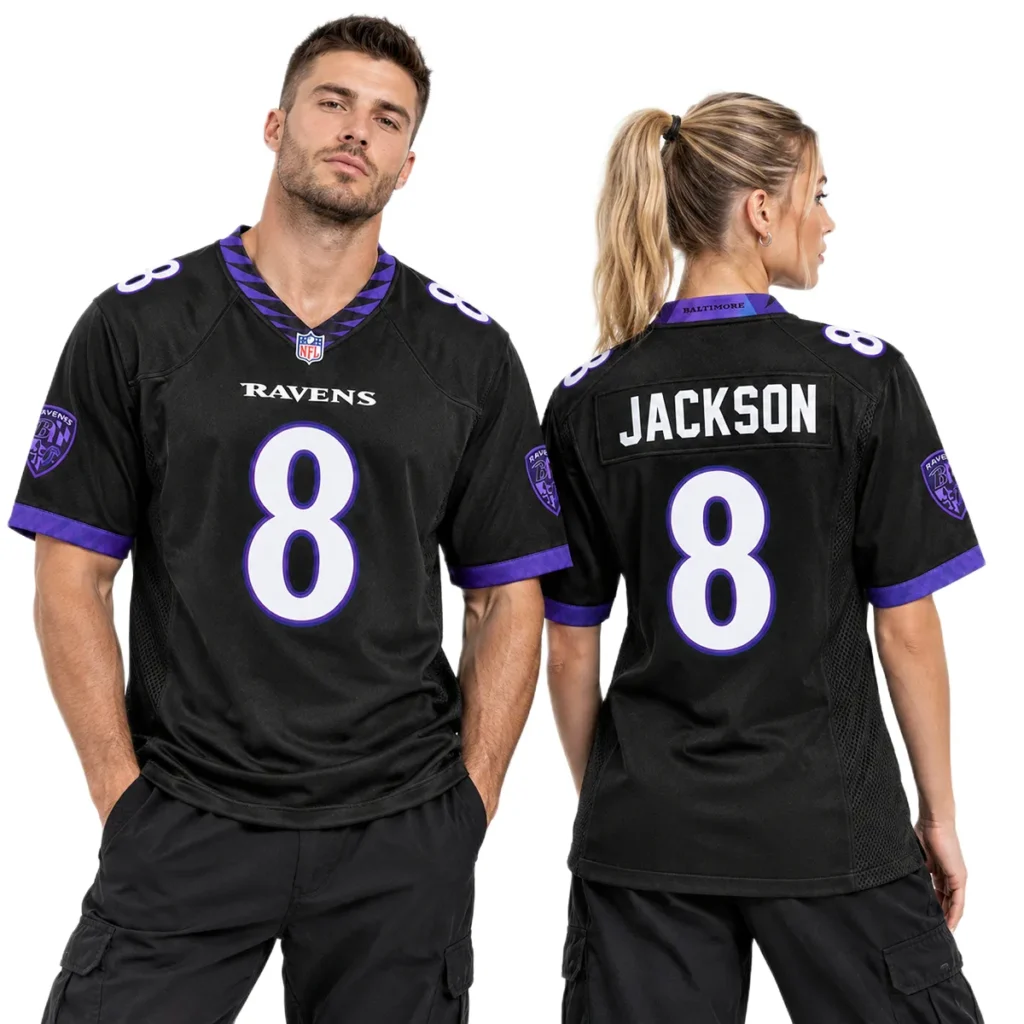 Men's Lamar Jackson Ravens Black Jersey Game Day Elite