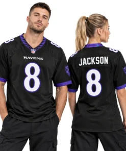 Men's Lamar Jackson Ravens Black Jersey Game Day Elite