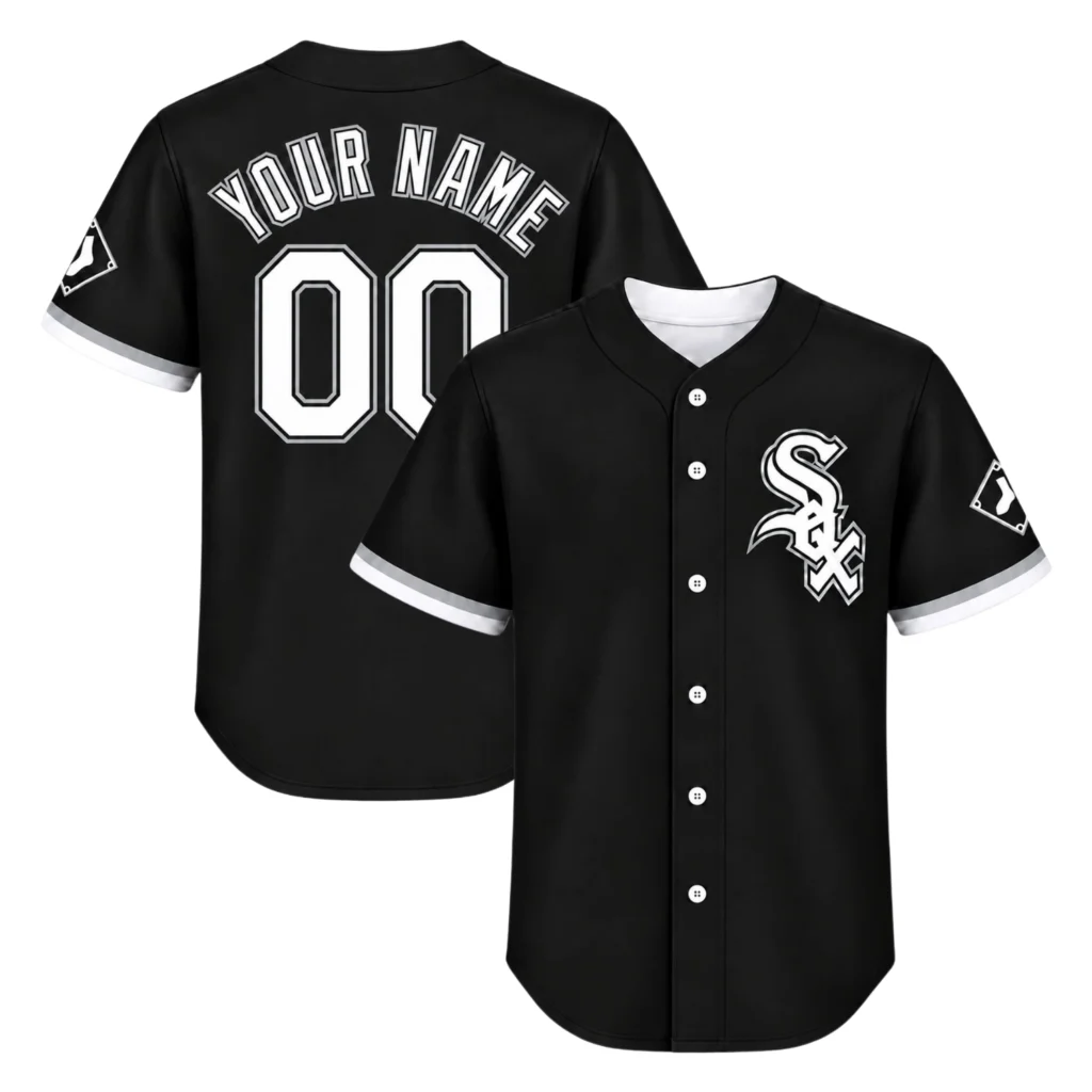 Men's White Sox Jersey Dynamic Black Custom Alternate