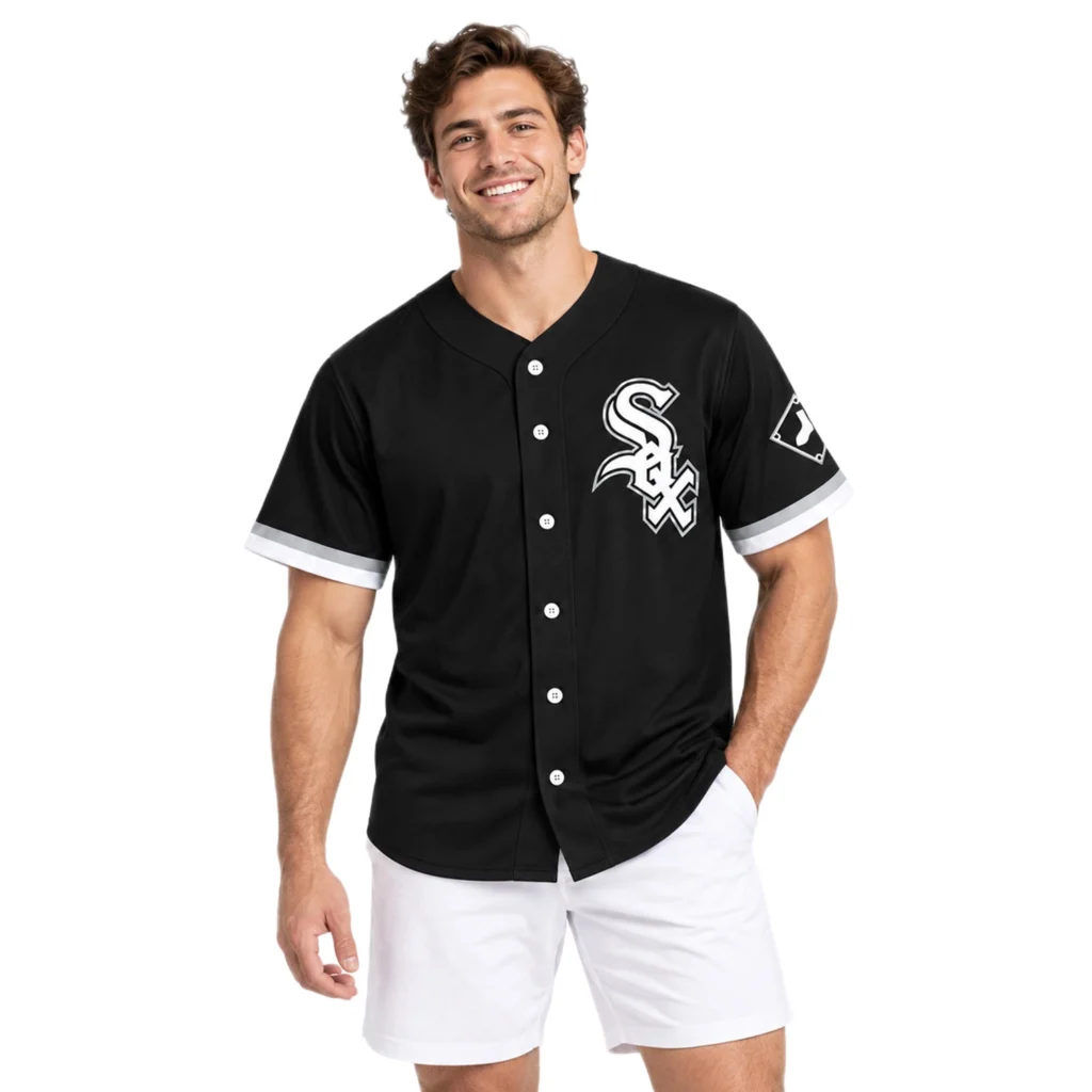 Men's White Sox Jersey Dynamic Black Custom Alternate