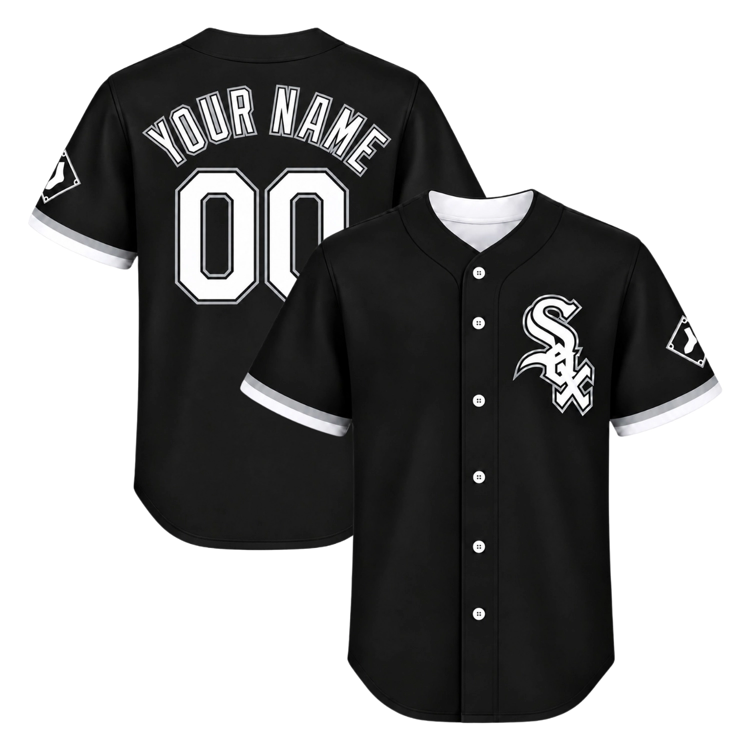 Men's White Sox Jersey Dynamic Black Custom Alternate