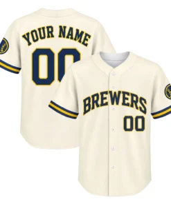 Milwaukee Brewers Custom Jersey Remarkable Cream Home