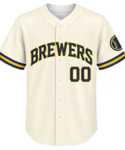 Milwaukee Brewers Custom Jersey Remarkable Cream Home