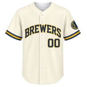 Milwaukee Brewers Custom Jersey Remarkable Cream Home