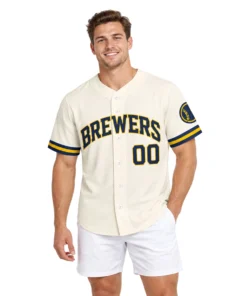Milwaukee Brewers Custom Jersey Remarkable Cream Home