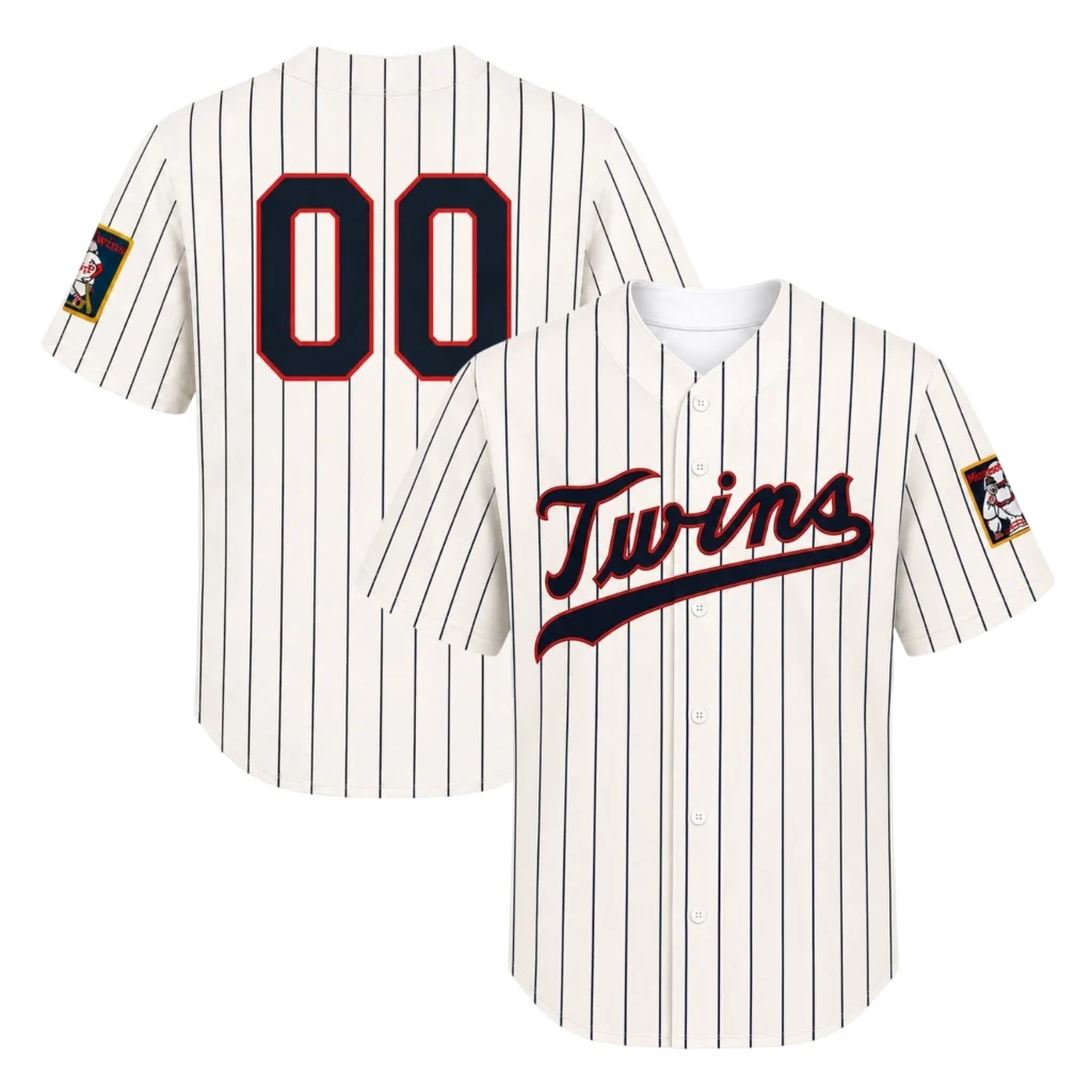 Minnesota Twins Cream Custom Jersey Dynamic Pinstripe