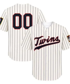 Minnesota Twins Cream Custom Jersey Dynamic Pinstripe