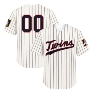 Minnesota Twins Cream Custom Jersey Dynamic Pinstripe