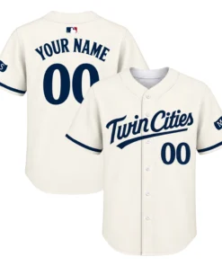 Minnesota Twins Custom Baseball Jersey Bold Cream Style