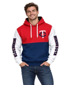 Minnesota Twins Custom Hoodie Bold Red Navy Colorblock
