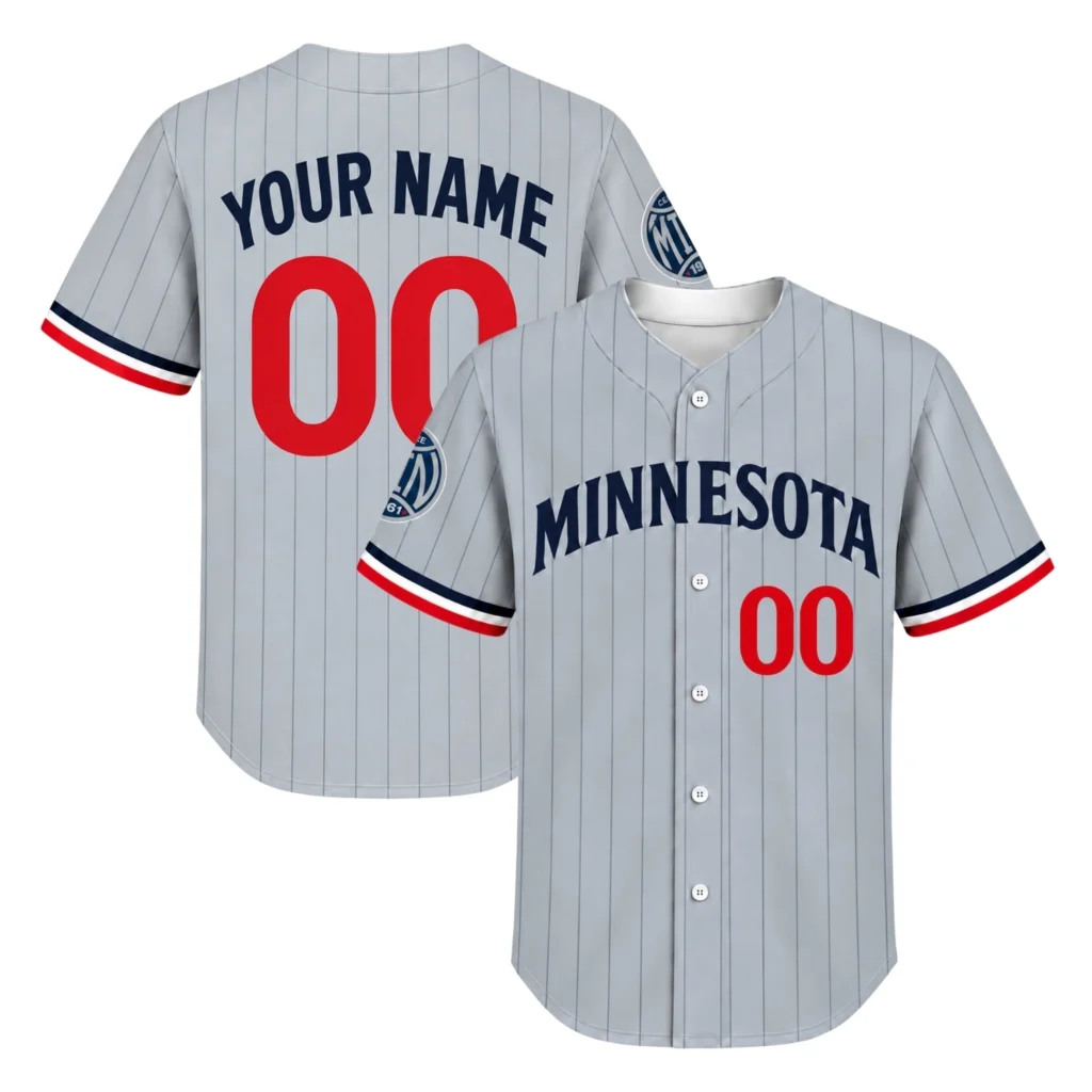 Minnesota Twins Gray Jersey Elite New Logo Pinstripe