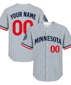 Minnesota Twins Gray Jersey Elite New Logo Pinstripe