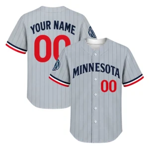 Minnesota Twins Gray Jersey Elite New Logo Pinstripe
