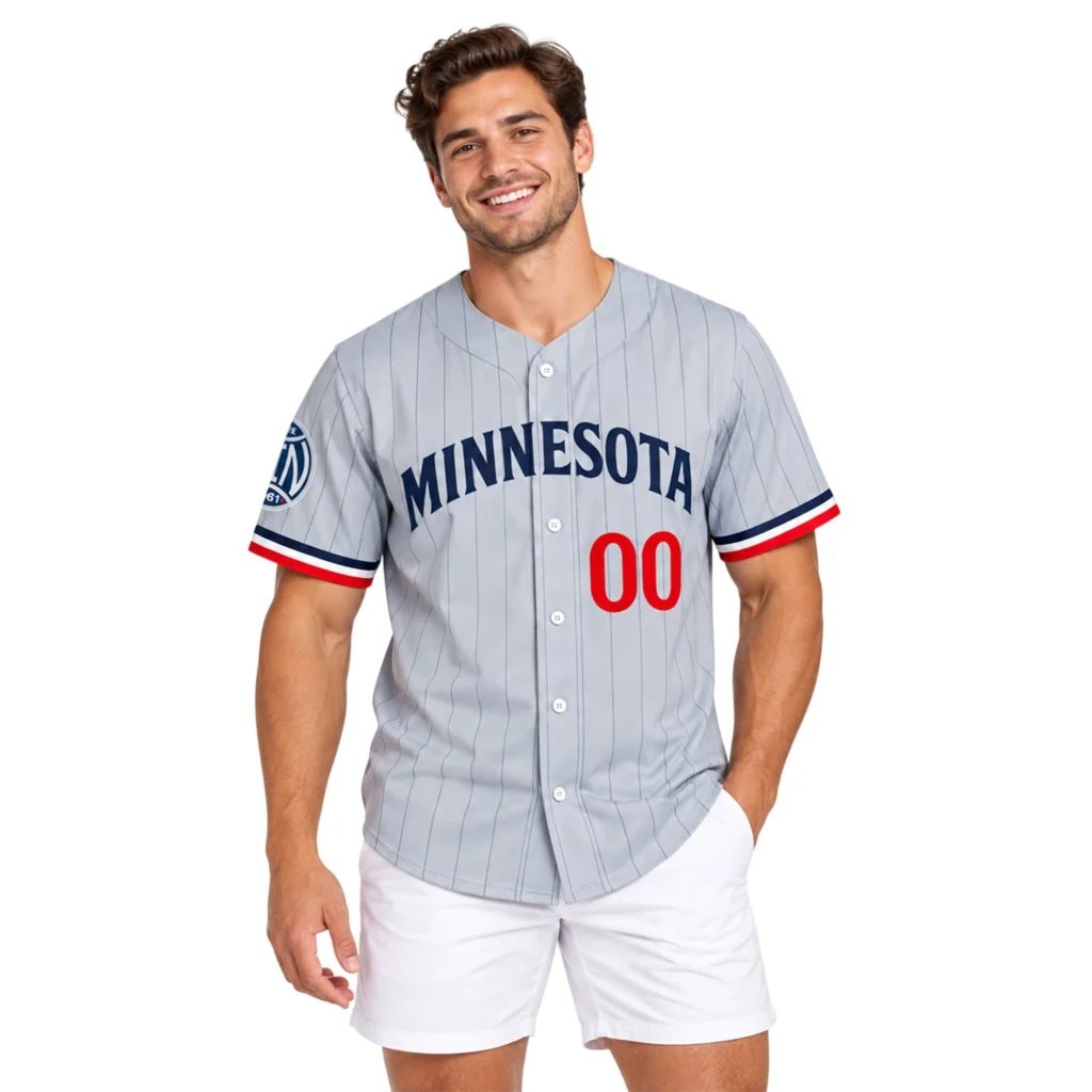 Minnesota Twins Gray Jersey Elite New Logo Pinstripe
