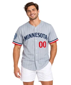 Minnesota Twins Gray Jersey Elite New Logo Pinstripe