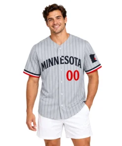 Minnesota Twins Pinstripe Jersey Custom Remarkable Gray