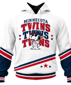 Minnesota Twins Snoopy Hoodie Playful Baseball Graphic