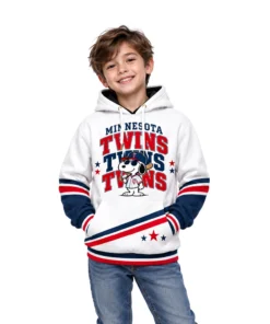 Minnesota Twins Snoopy Hoodie Playful Baseball Graphic
