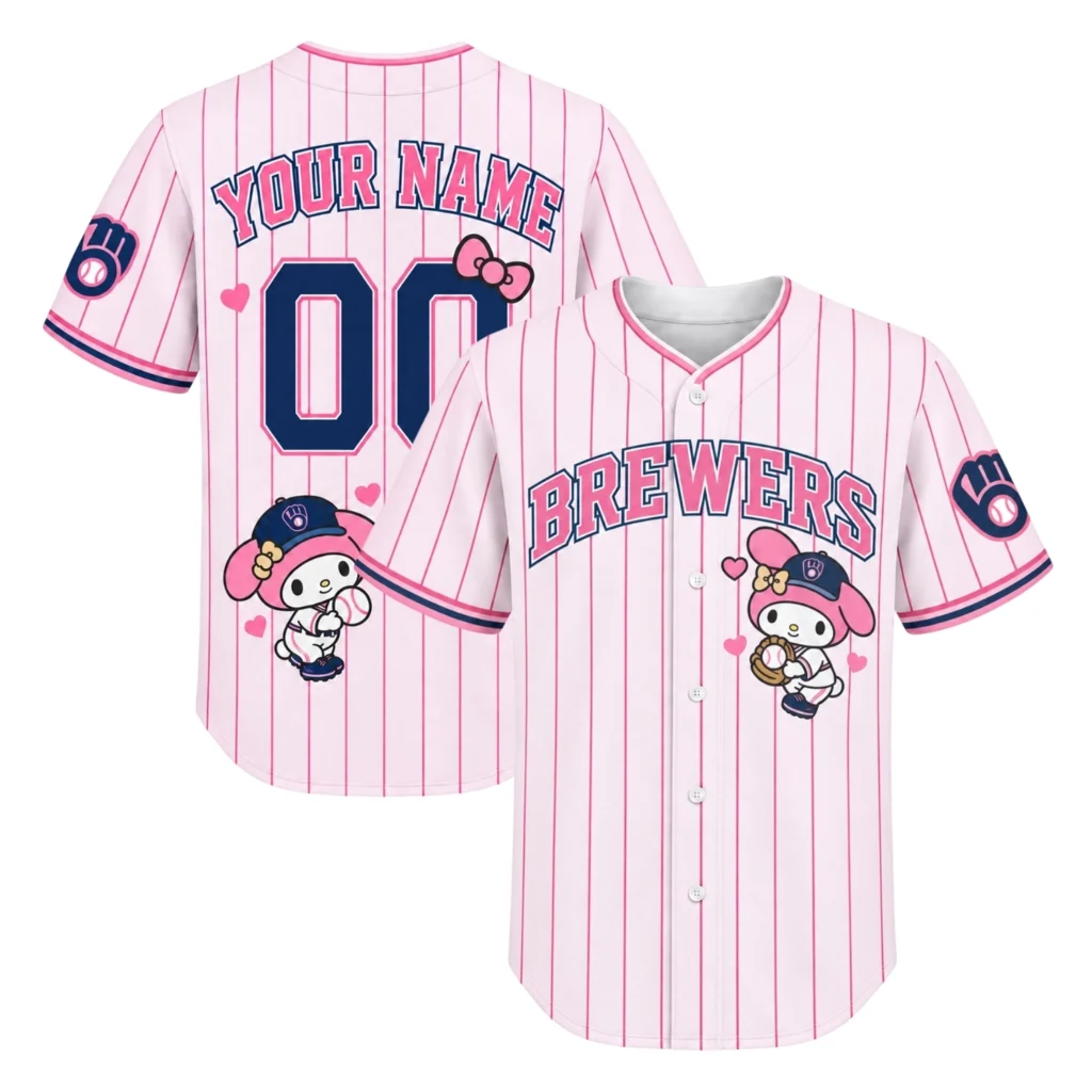 My Melody Brewers Jersey Charming Pink Pinstripe Custom