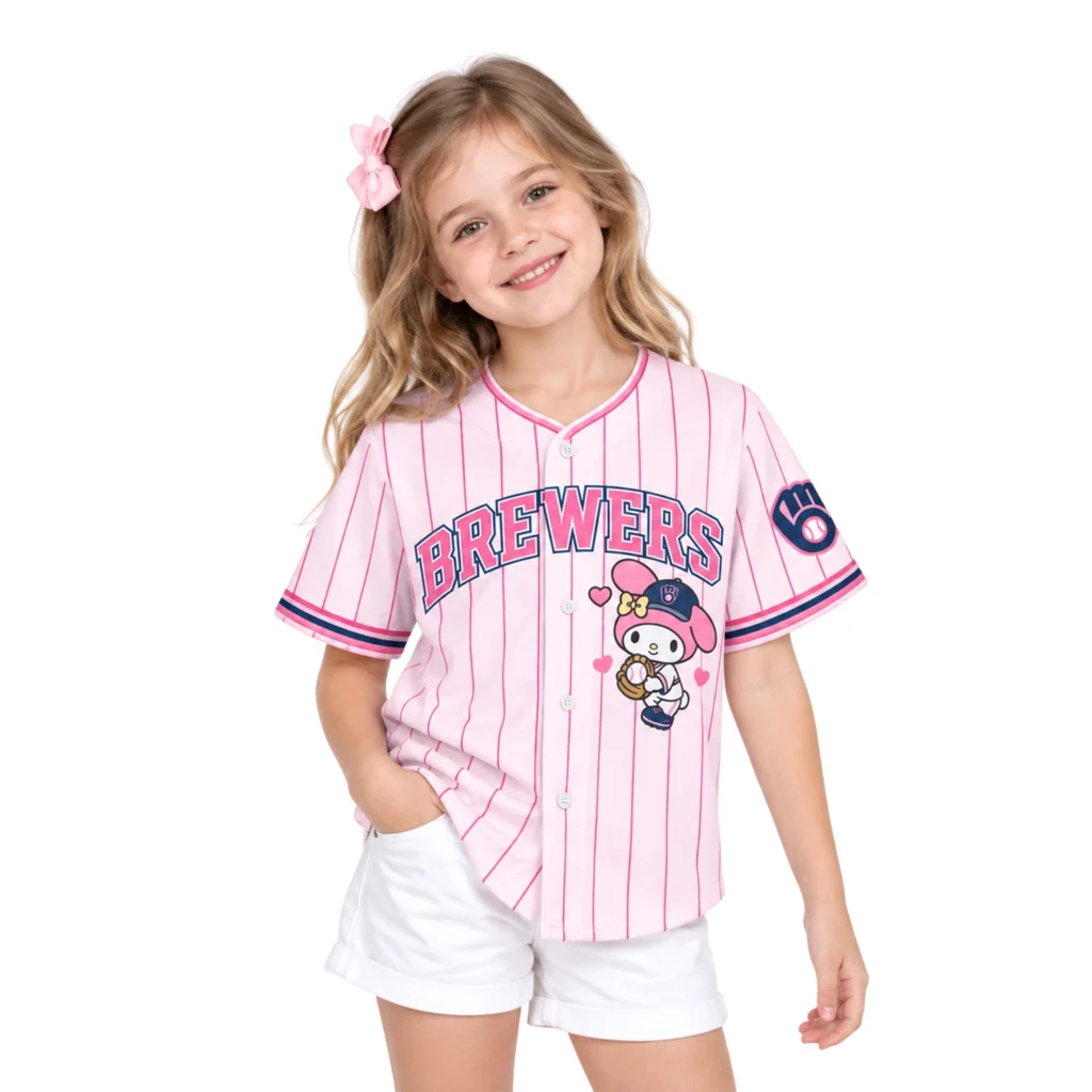 My Melody Brewers Jersey Charming Pink Pinstripe Custom