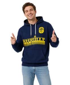 Navy Nashville Pullover Hoodie Vibrant Skyline Graphic Custom