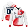 NE Revolution Red White Hoodie Bold Custom Name & Number
