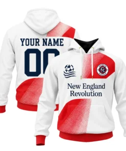 NE Revolution Red White Hoodie Bold Custom Name & Number