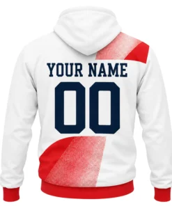 NE Revolution Red White Hoodie Bold Custom Name & Number
