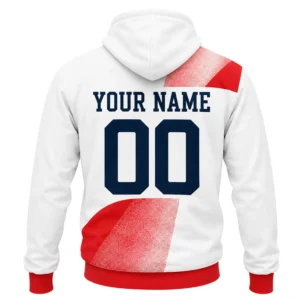 NE Revolution Red White Hoodie Bold Custom Name & Number