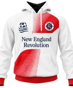 NE Revolution Red White Hoodie Bold Custom Name & Number