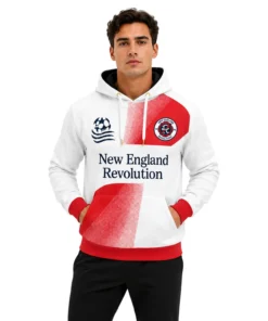 NE Revolution Red White Hoodie Bold Custom Name & Number