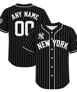 New York Yankees Black Jersey Bold Pinstripe MLB Jersey