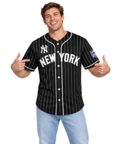 New York Yankees Black Jersey Bold Pinstripe MLB Jersey