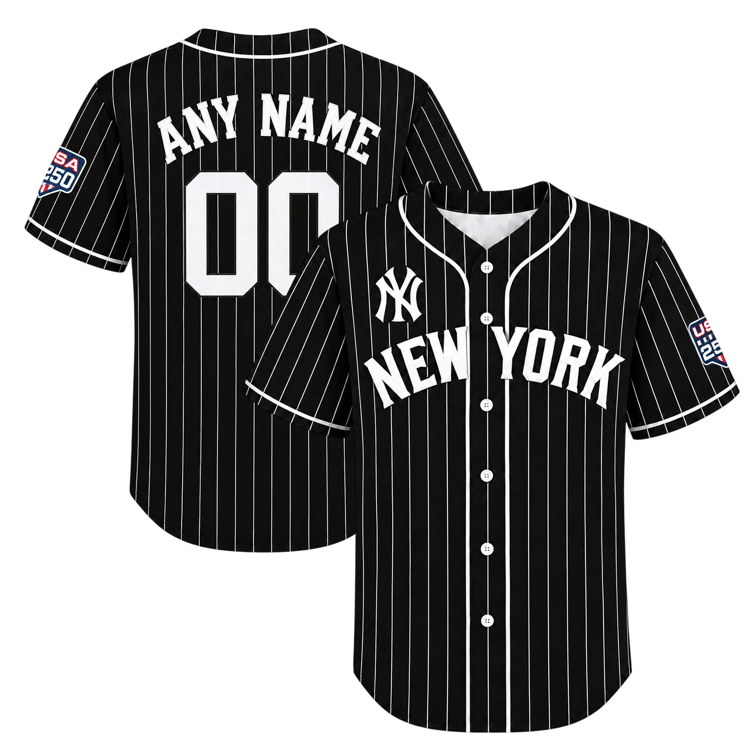 New York Yankees Black Jersey Bold Pinstripe MLB Jersey