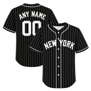New York Yankees Black Jerseys Custom Player Elite Pinstripe Style