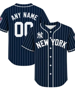 New York Yankees Navy Jersey Custom Elite Pinstripe Style